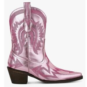 NEW Metallic Pink Cowgirl Boots Western Embroidered Festival Rodeo Glam Size 7